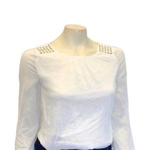 Silk top with Gold Studded Shoulder Detail